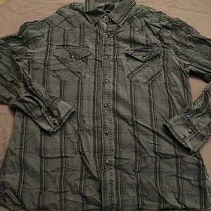 Mens Long Sleeve Converse OneStar Lg Blue/darkblue/gray/black striped button up